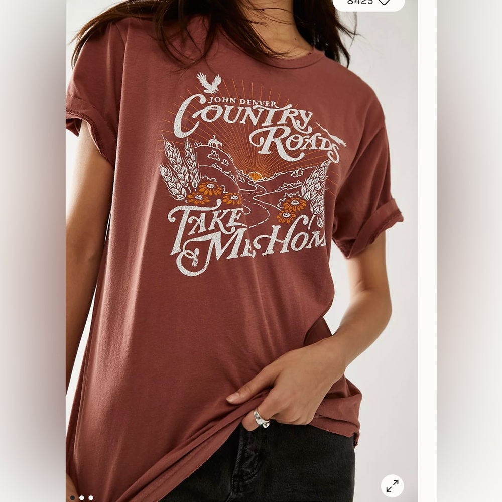 MIDNIGHT RIDER X Free people John Denver country roads graphic tee NEW